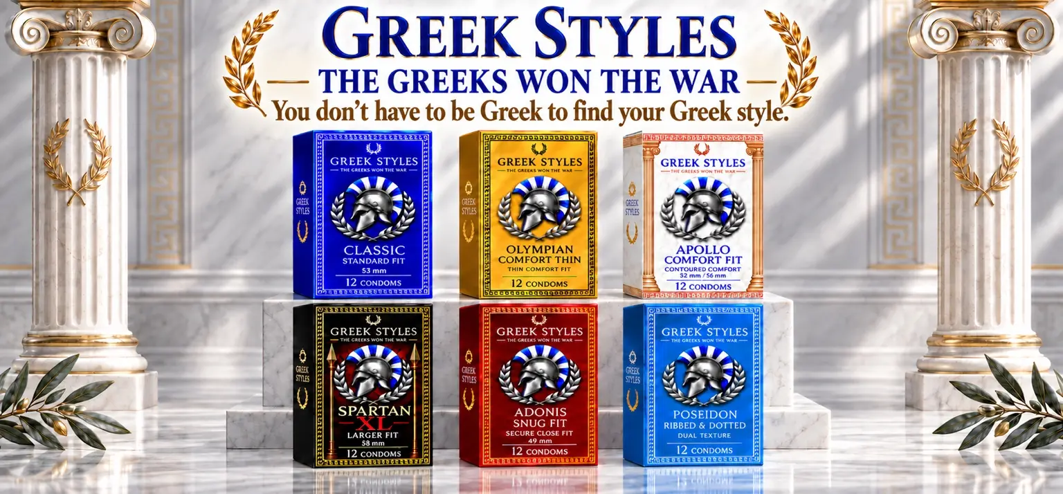 Six Greek Styles Condoms concept packages
